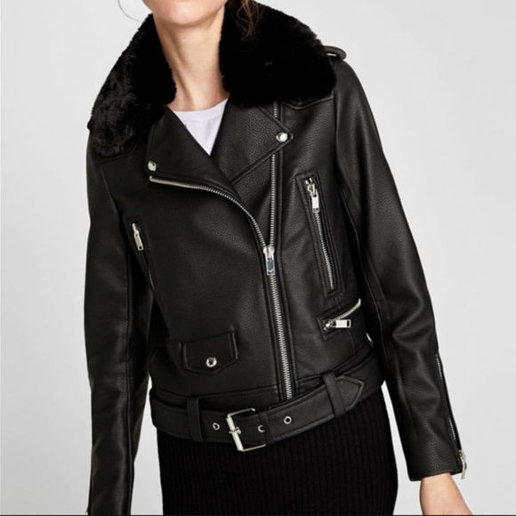 zara leather faux fur jacket